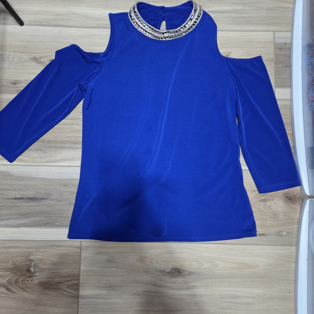 Moa Moa Royal Blue Cold Shoulder Blouse